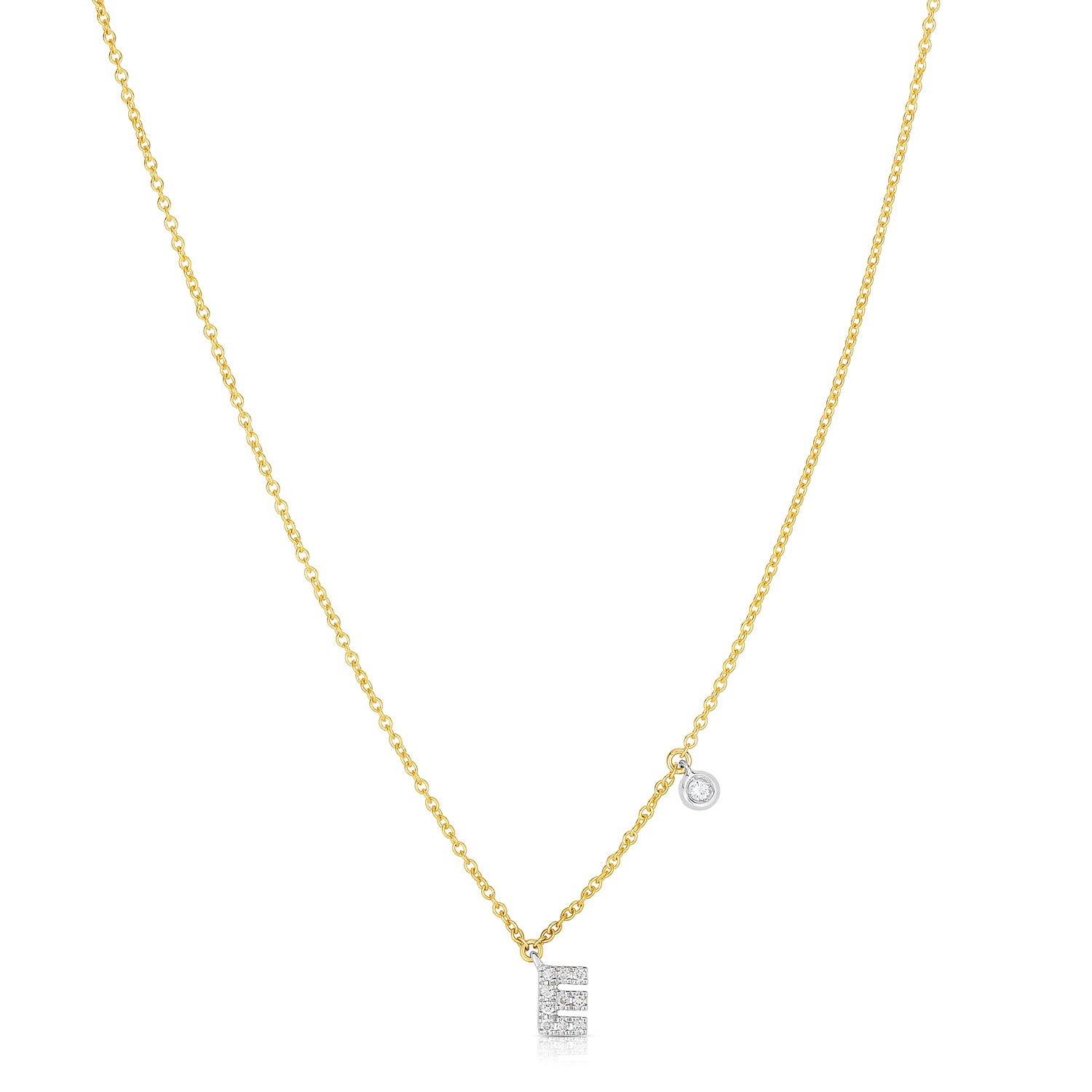 Sabel Collection 14K Yellow and White Gold Diamond Miniature Initial Pendant Necklace